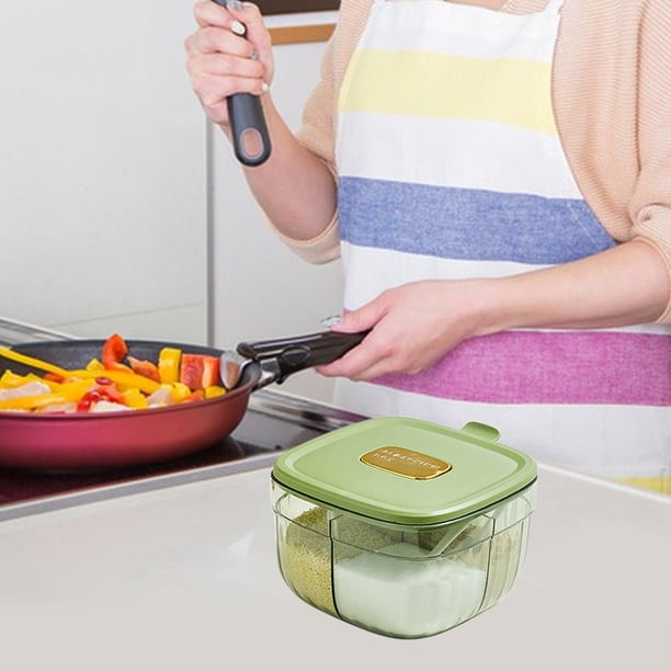 Tarro de condimentos con tapa vertical, coctelera de vidrio, frasco de condimentos de cocina, bote de aceite para condimentos domésticos, caja de condimentos MSG con cuchara, tarro de condimentos de p