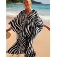 thumbnail image 4 of RanRui Vestidos Kaftan con estampado geométrico para mujer Caftanes Loungewear con cordón en la cintura, 4 of 4