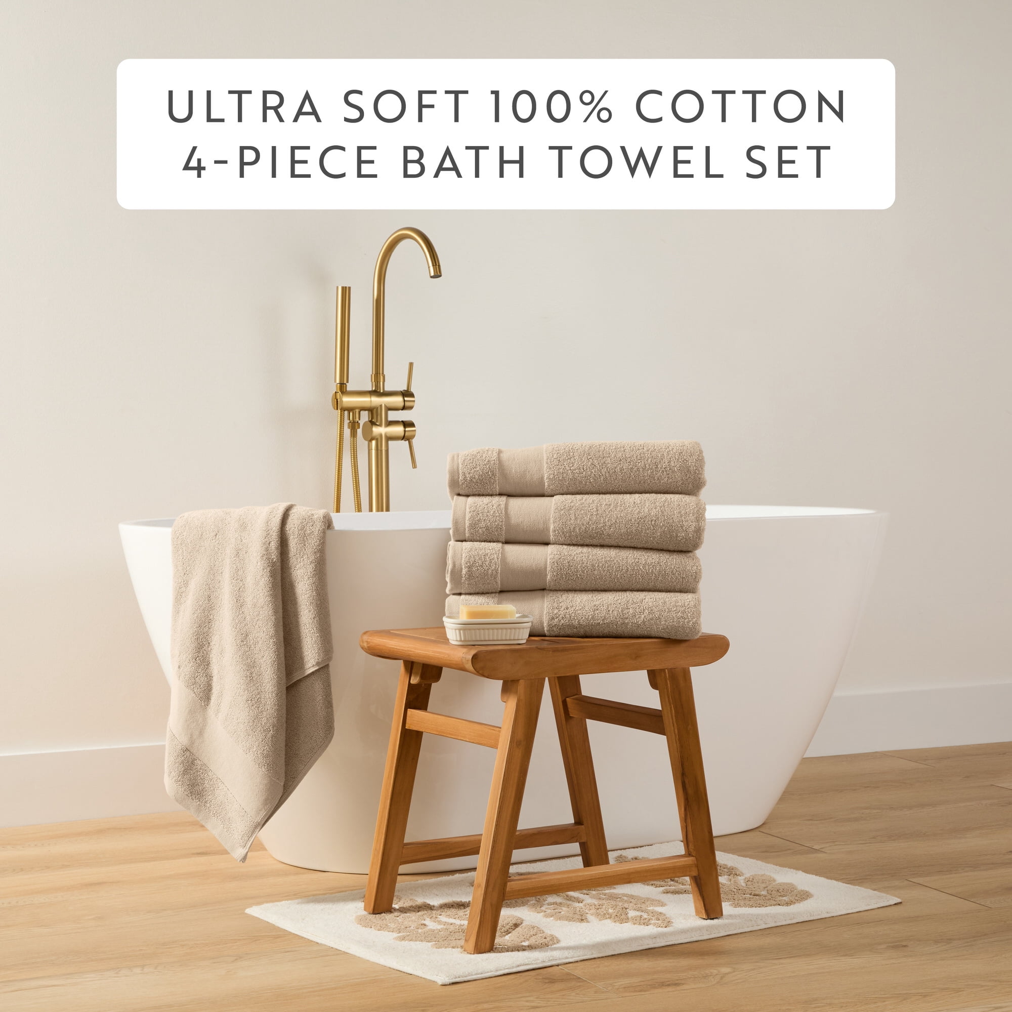 Noble Linens 4 pack Essential Cotton Bath Towels