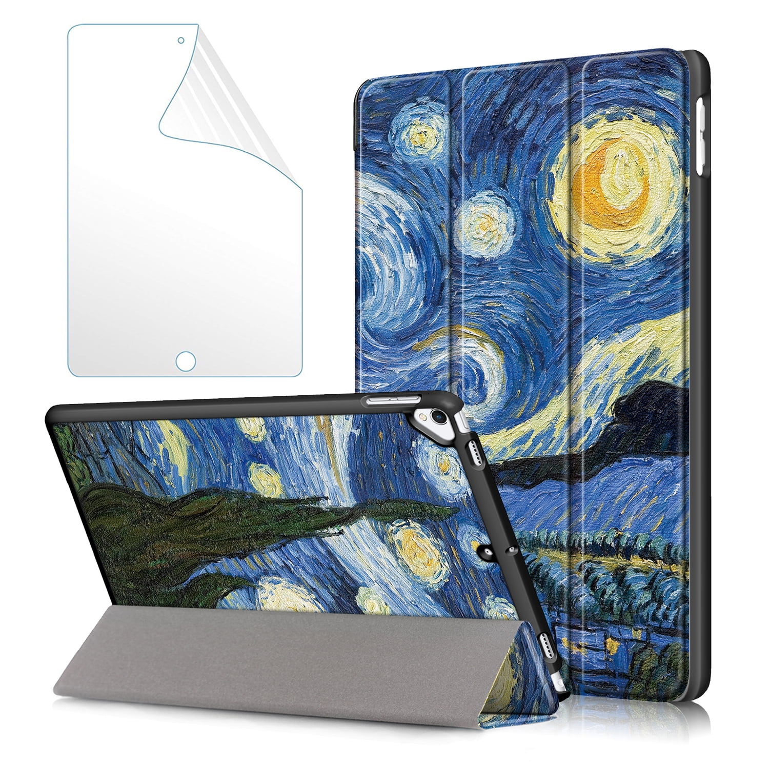 Allytech iPad 7th Generation 10.2" Case with Screen Protector Film,Ultra Slim Lightweight Folio