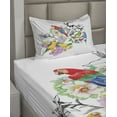 thumbnail image 2 of Ambesonne Parrot Fitted & Top Sheet Set with Sham, Floral Foliage Garden, Multicolor, 2 of 4
