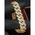 thumbnail image 3 of 8.90 Carats Round Baguette Cut Diamonds Men's Cuban Link Chain Bracelet In Hallmark 14K Rose Gold, 3 of 15