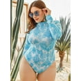 thumbnail image 3 of BeautyIn Women's Plus Size Rash Guard One Piece Swimsuit Back Zip High Cut Swimwear, 3 of 7