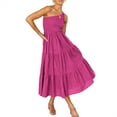 thumbnail image 1 of Qarigey Vestido largo bohemio para mujer, vestido veraniego de un hombro de Color sólido para niñas, ropa de verano a la moda para adolescentes y Vestidos Rosa roja XL Qarigey AP011089-32, 1 of 6