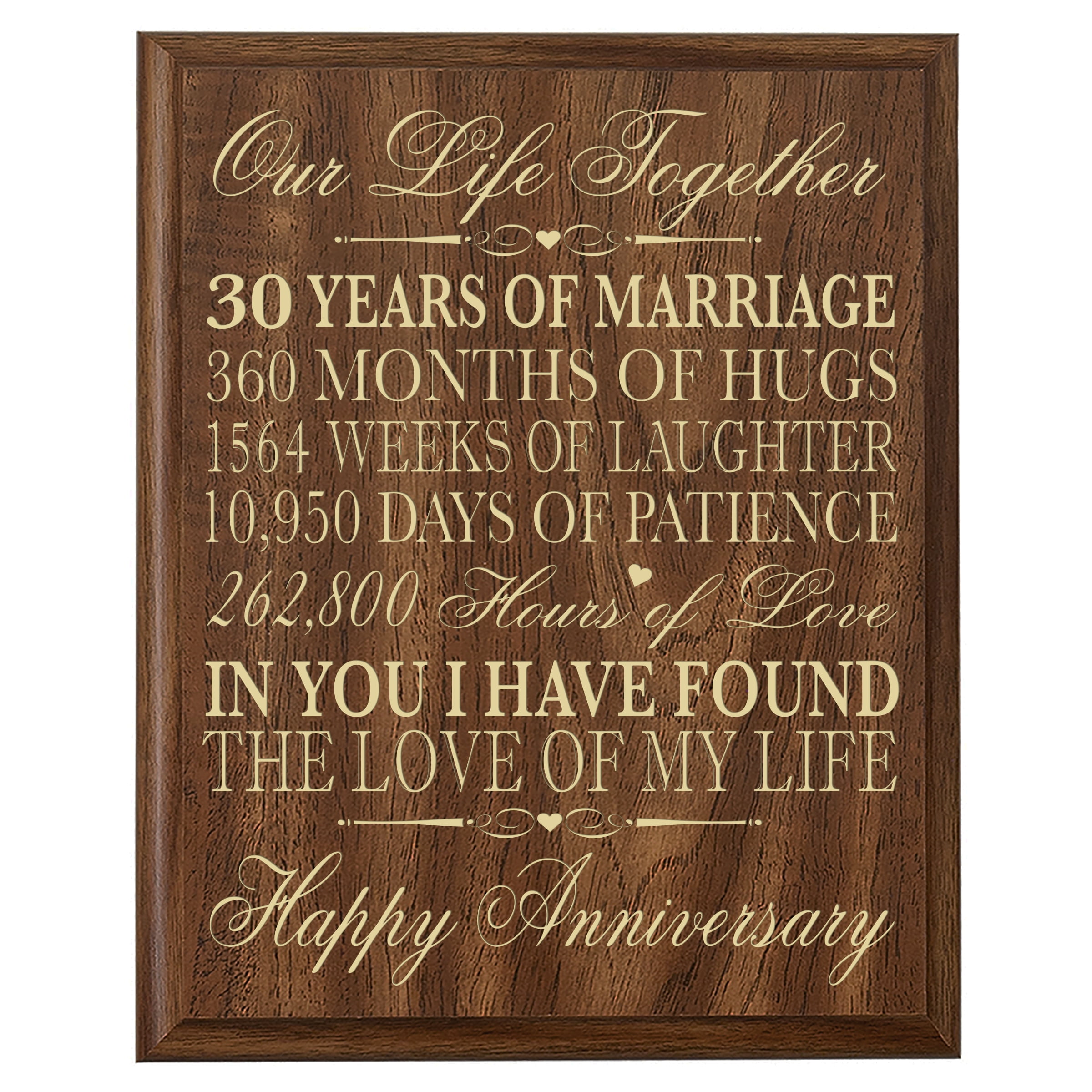 LifeSong Milestones Thirty Years Happy Anniversary Wall Plaque (Walnut ...