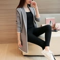 thumbnail image 2 of Women Winter Coat Fleece Lapel Long Sleeves Mid Length Cardigan Warm Solid Color Casual Elegant Autumn Coat Female Clothing, 2 of 8