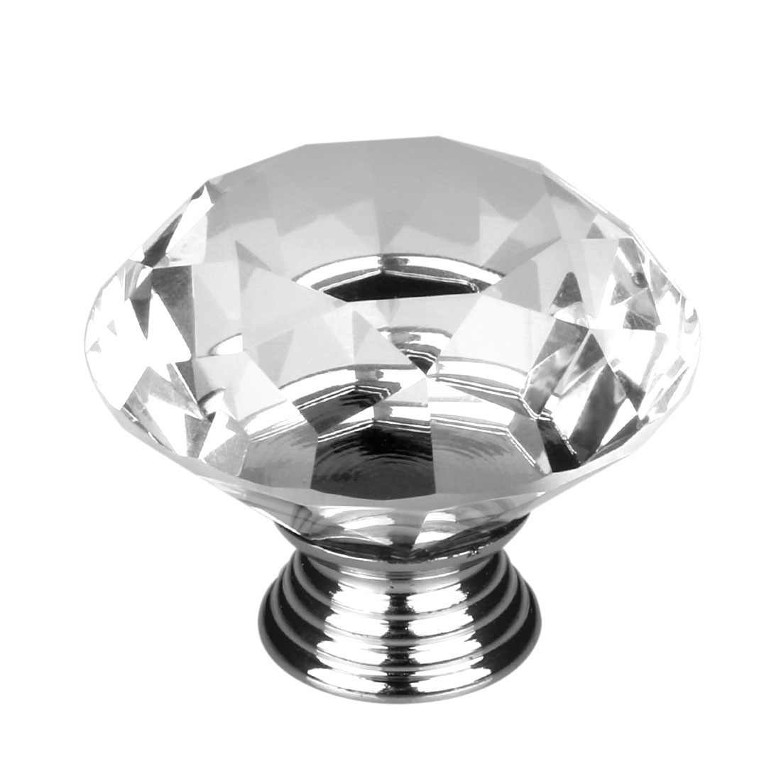 Unique Bargains 1.57" Polished Chrome Crystal Glass Knob
