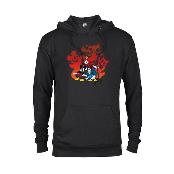 Disney Mickey Mouse Donald Goofy Halloween Scary Shadows - Pullover Hoodie for Adults - Customized-Black