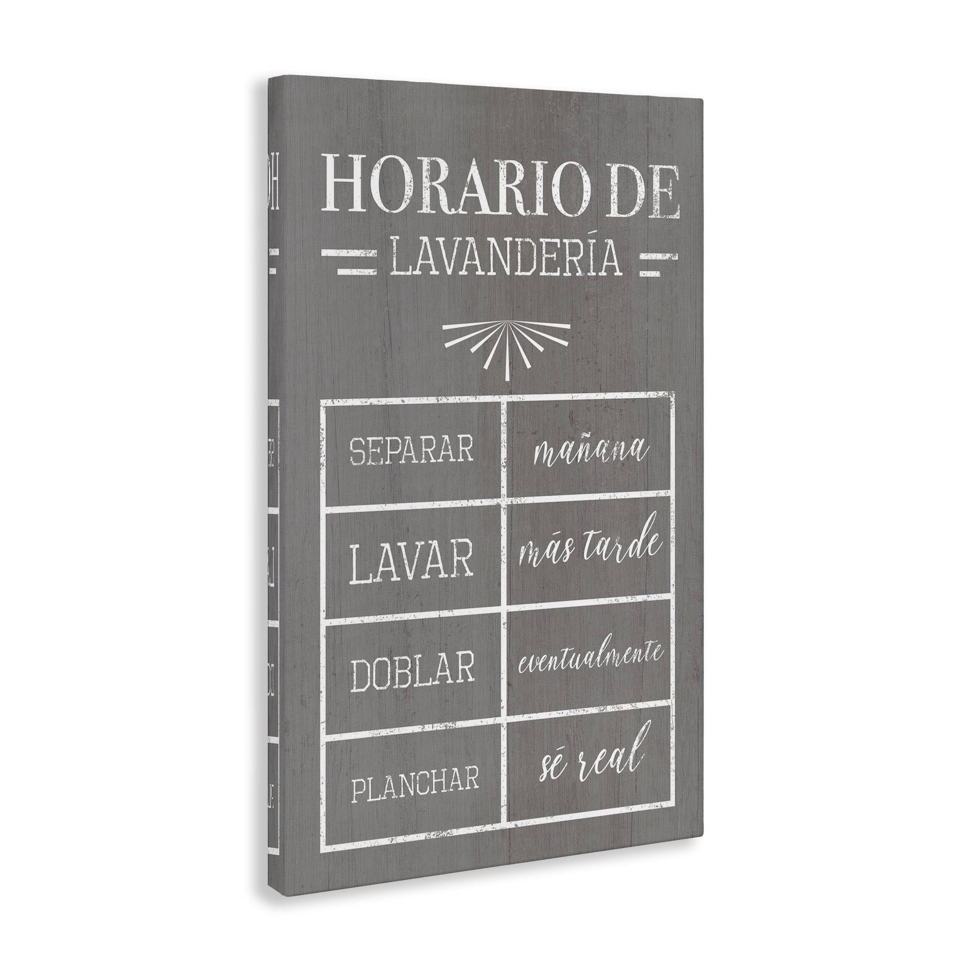 Stupell Industries Horario de Lavandería Bath & Laundry Painting Wrapped Canvas Art Print Wall Art, 30 x 45