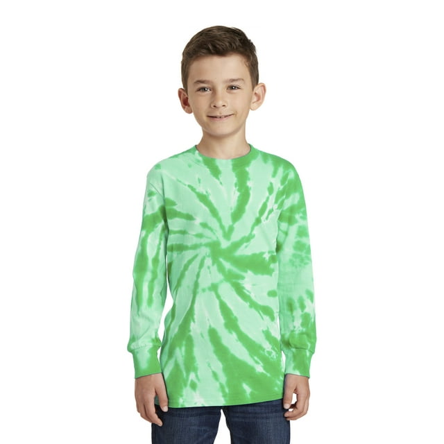Camiseta de manga larga con efecto tie-dye para j?venes de Port & Company?. PC147YLS Kelly XS Puerto & Compa??a PC147YLS