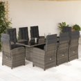 thumbnail image 1 of vidaXL 9 Piece Garden Dining Set with Cushions Grey Poly Rattan, 1 of 5