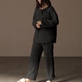 thumbnail image 2 of Posijego Ensemble de Détente Deux Pièces pour Femmes Manches Longues Col Rond Hauts Pantalons Chauds Tenues Unies pour Femmes, 2 of 3