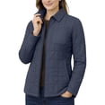 thumbnail image 2 of Packable Women Puffer Jacket Lightweight Synthetic Insulated Warm Sheller Navy Blue Jacket-L, 2 of 9