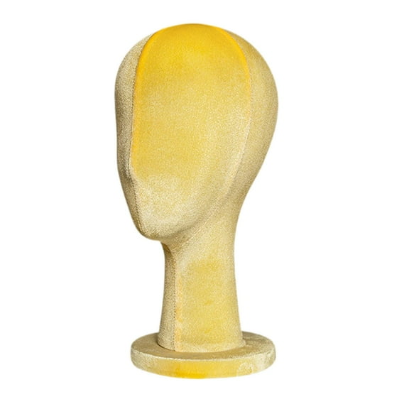 EHJRE Female Head Mannquin Hat Display Mannequin Head Professional Display Styling Velvet Head Dress Form for Halloween Hat Headset yellow