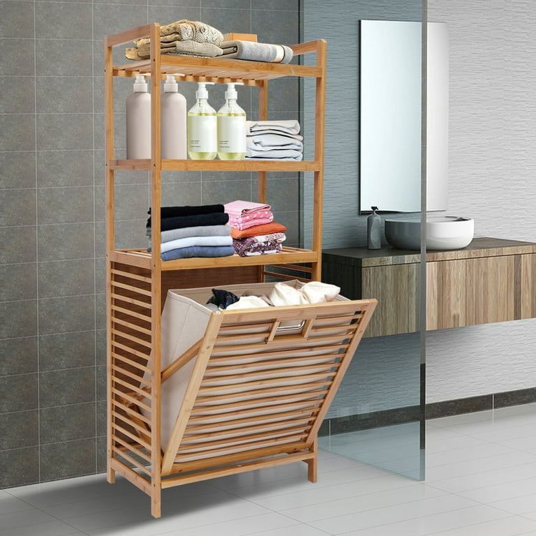 FUNKOL Bathroom Laundry Shower Caddy Basket Storage Set Linen in Brown
