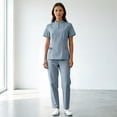 thumbnail image 4 of JULMCOMO Scrubs for Women 1/4 Zipper Mock Neck Breathable Hospital Medical Uniforms Short Sleeve Lightweight Nurse Two Piece Scrub Sets with Pockets Gray L, 4 of 6