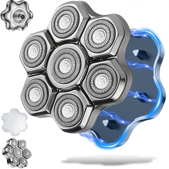 7D Silvery Universal Replacement Blade Head for Men's Electric Shaver - 7 Blades Head Shaver Replacement(Magnetic)