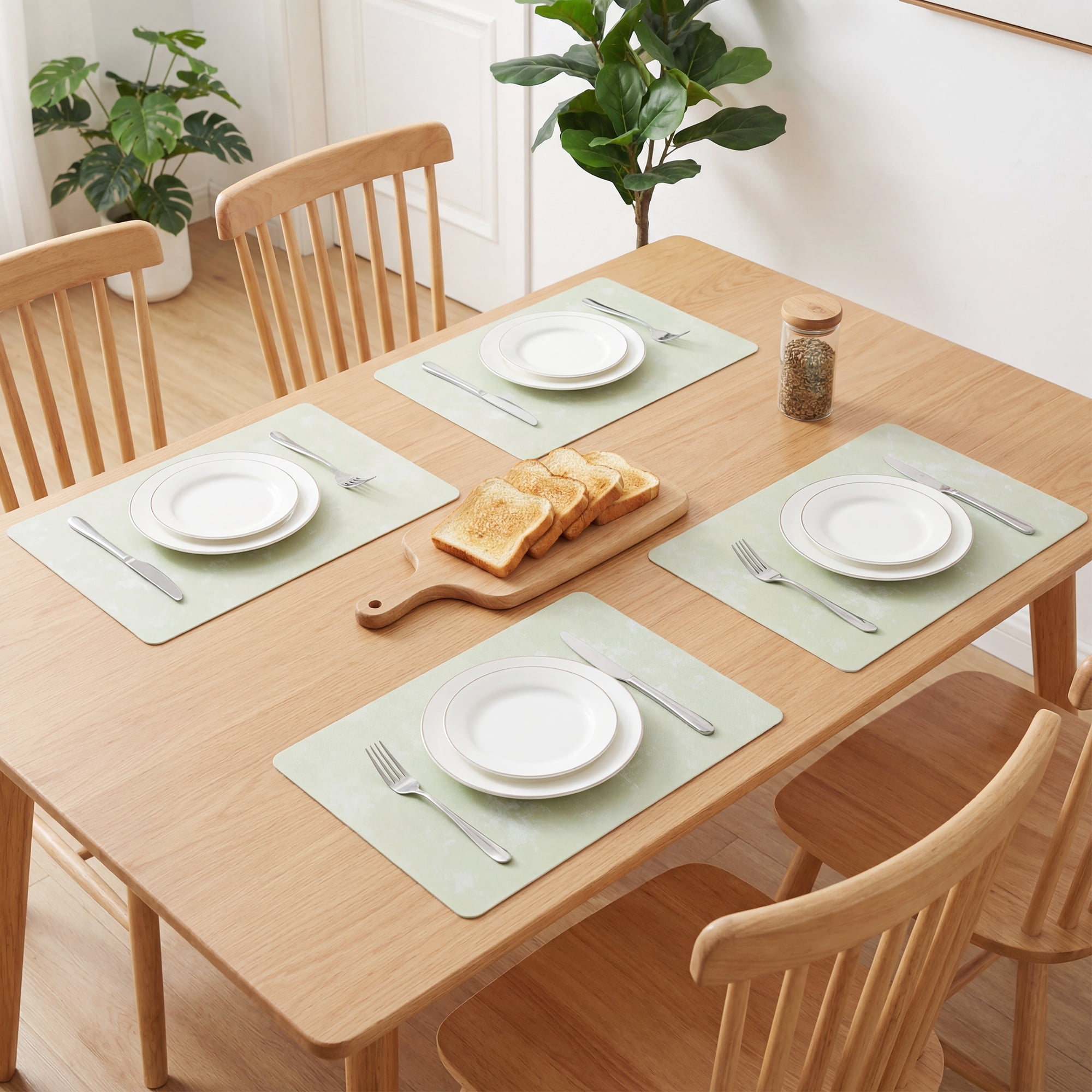 Unique Bargains Waterproof Placemats 4pcs Light Green 17.7"x11.8"