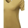 thumbnail image 4 of A2Y Women's Basic Solid Premium Rayon Short Sleeve V-neck T Shirt Tee Tops Khaki M, 4 of 6