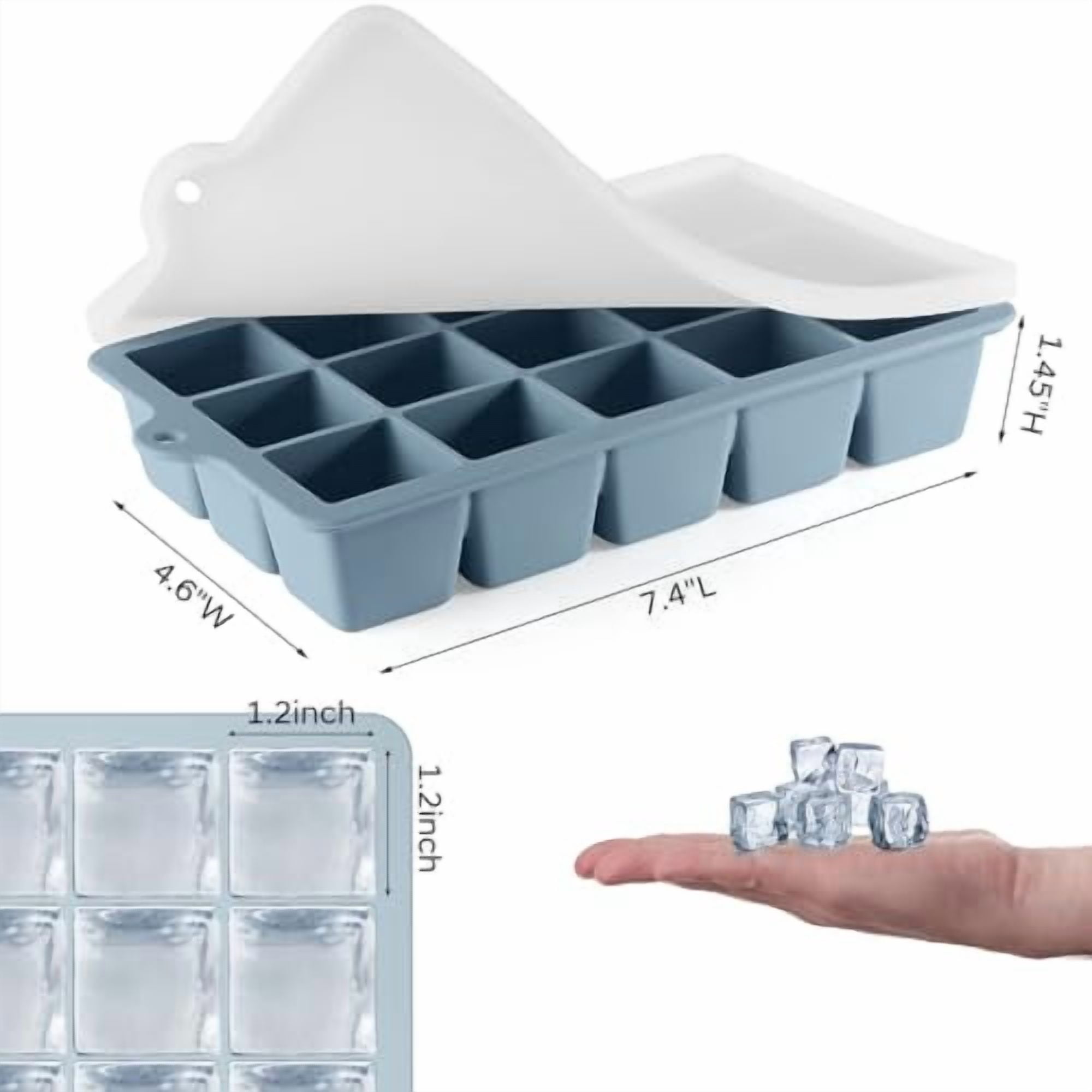 3-Pack Silicone Ice Cube Trays with Lids, BPA-Free Flexible Ice Molds for Whiskey, Cocktails, and Baby Food, Easy Release Freezer Trays for Perfect Cubes Every Time