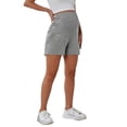 thumbnail image 2 of Women Maternity Shorts Over Belly Casual Soft Pregnancy Yoga Shorts Workout Stretchy Pants with Pockets Gray L, 2 of 7