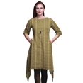 thumbnail image 1 of Bimba Brown Mushroom & Paisley Printed Tops For Women Asymmetric Kurti Summer Dress For Girls Large, 1 of 6