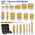 thumbnail image 5 of 230 Pieces Titanium Twist Drill Bit Set, 135° Tip High Speed Steel, Size from 3/64" up to 1/2", Ideal Drilling in Wood/Cast Iron/Aluminum Alloy/Plastic/Fiberglass, with Hard Storage, 5 of 8