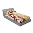 thumbnail image 2 of Ambesonne Floral Fitted Sheet & Pillow Sham Set, Spring Blossom Orchard, Twinxl, Sand Brown Pale Pink, 2 of 2