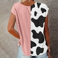 thumbnail image 4 of Qtocio Womens Fashion Tops,Color Patchwork Graphic Print Crewneck Short Sleeve Shirt Summer Blouse, 4 of 5