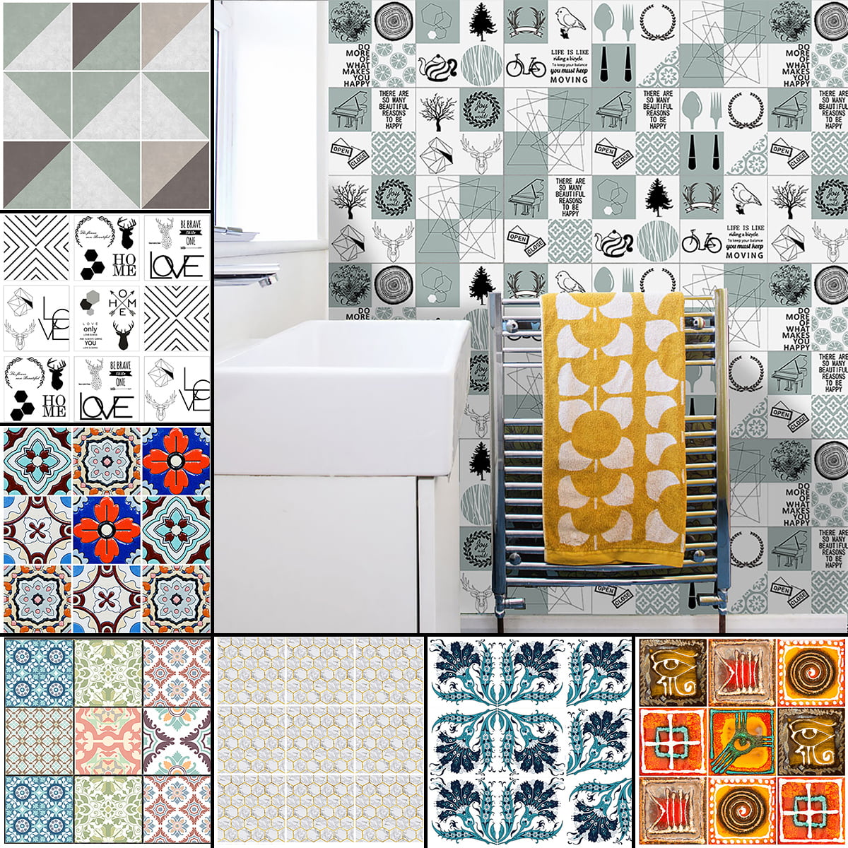 25/50/100 Pcs Mosaic Tiles Stickers Kitchen Bathroom Self-adhesive Wall Sticker 