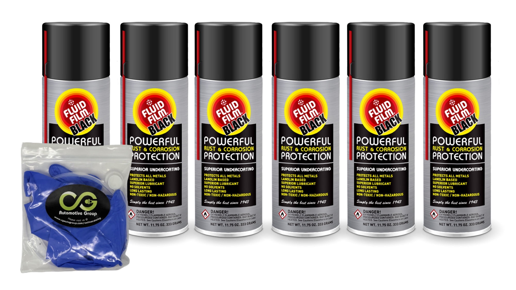 Fluid Film Black 11.75 oz pack of 6 Rust Remover for metal and