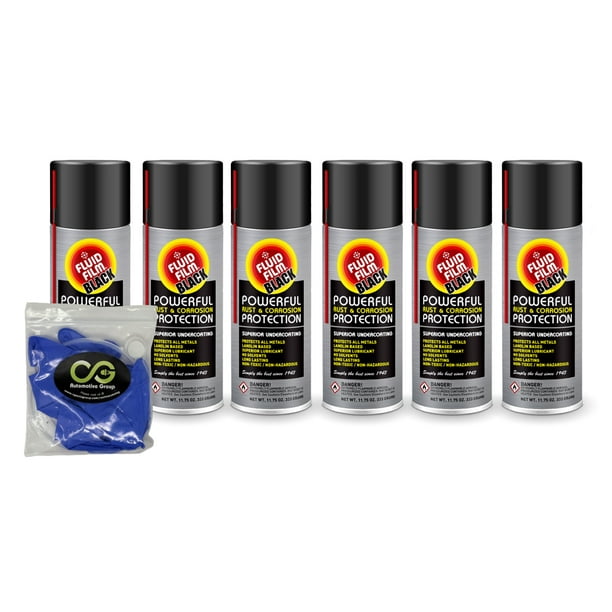 Fluid Film Black, 6 Pack, 70.5oz Undercoating Protection Aerosol, Rust Inhibitor with Spray Can