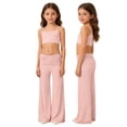 thumbnail image 2 of Flare Leggings for Teen Girls Fold Over Yoga Pants Stretch Bell Bottom Y2K Casual Low Rise Wide Leg Sweatpants Cute Bottoms, 2 of 3