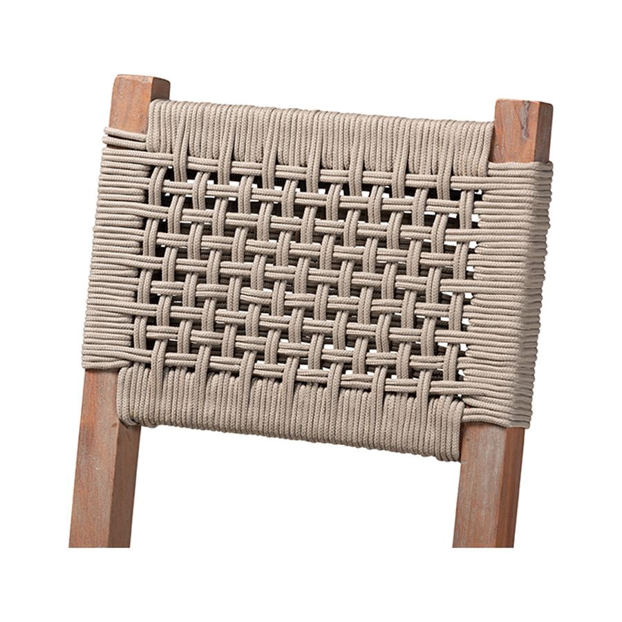 Baxton Studio Heyna Mid-Century Transitional Grey Woven Rope Mahogany Counter Stool