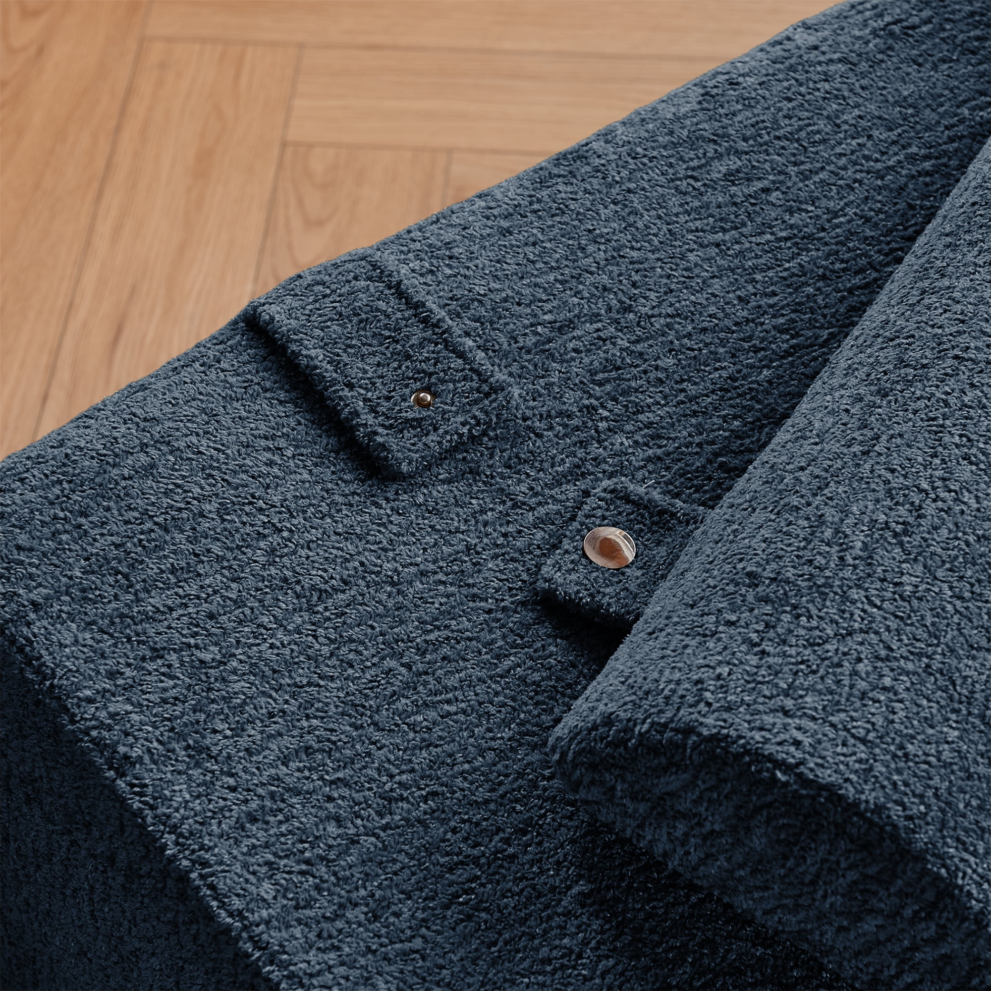 Foldable Tatami Lounger Sofa Bed, High-Density Sponge, Velvet Upholstery, Blue, 80.31 Inch Length, Portable Design, No Assembly Required for Living Room Bedroom Balcony Office