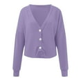thumbnail image 5 of Arlun Women's Solid Color Knit Sweaters Cardigan 2025 Fall Winter Button down Open Front Casual Loose Sweater Soft Comfortable V-Neck Long Sleeve Outwear Purple S, 5 of 7
