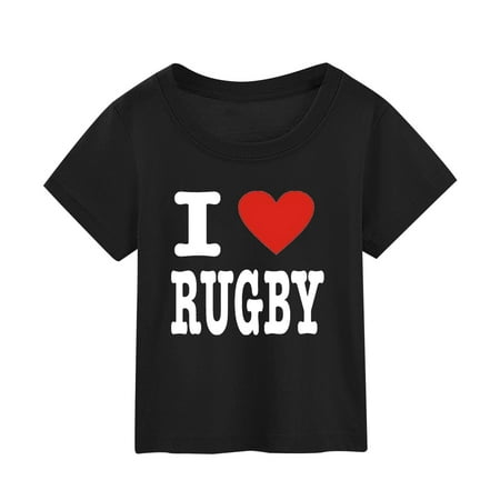 

Hbdhejl Girls Tees Football Fans Sports Gift Tops Summer Kids Character Football Letter Printing Short Sleeve Out Wear T Shirt Boy Rugby Shirt Tee 2-3 Years