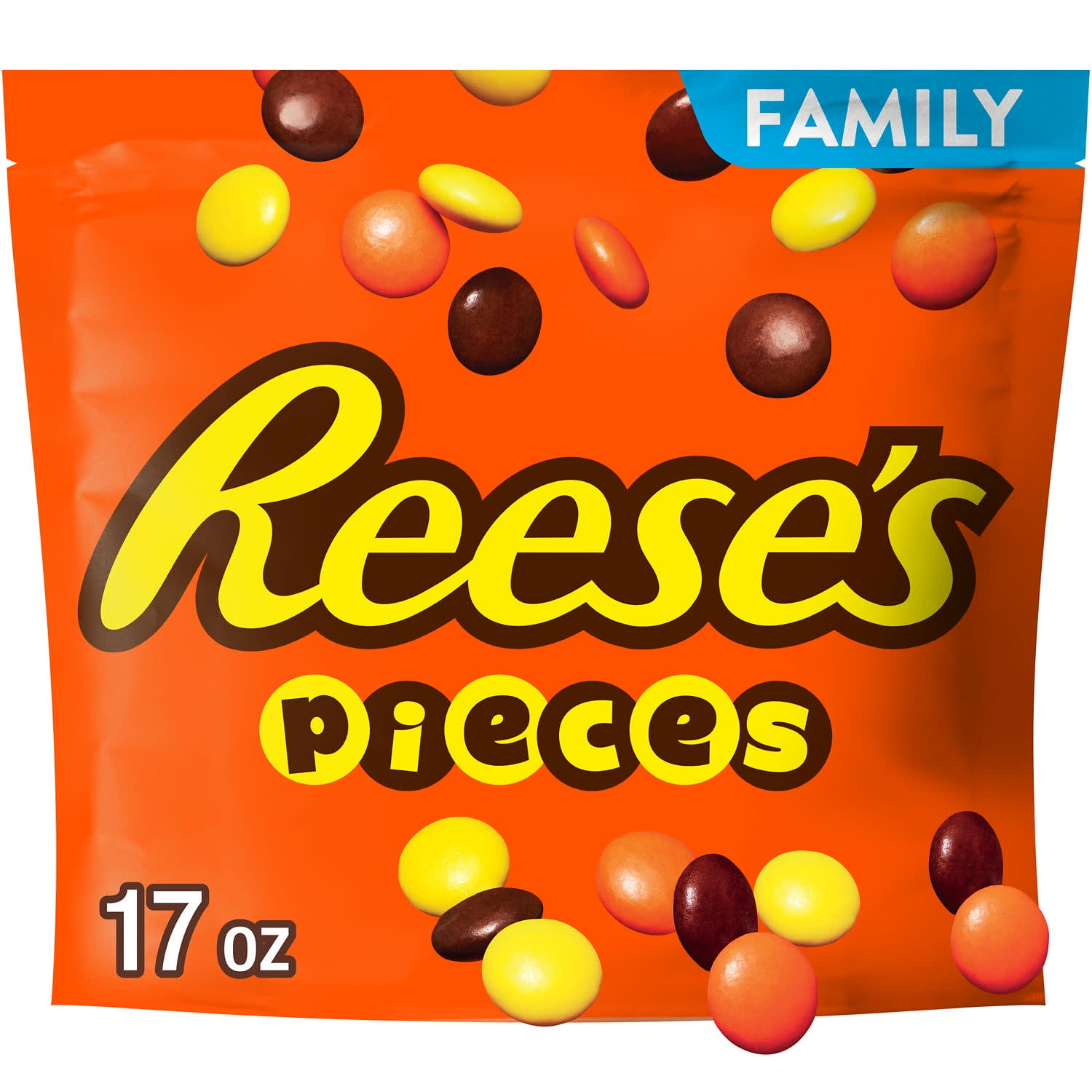 REESE'S PIECES Peanut Butter in a Crunchy Shell, Candy Family Pack, 17 oz