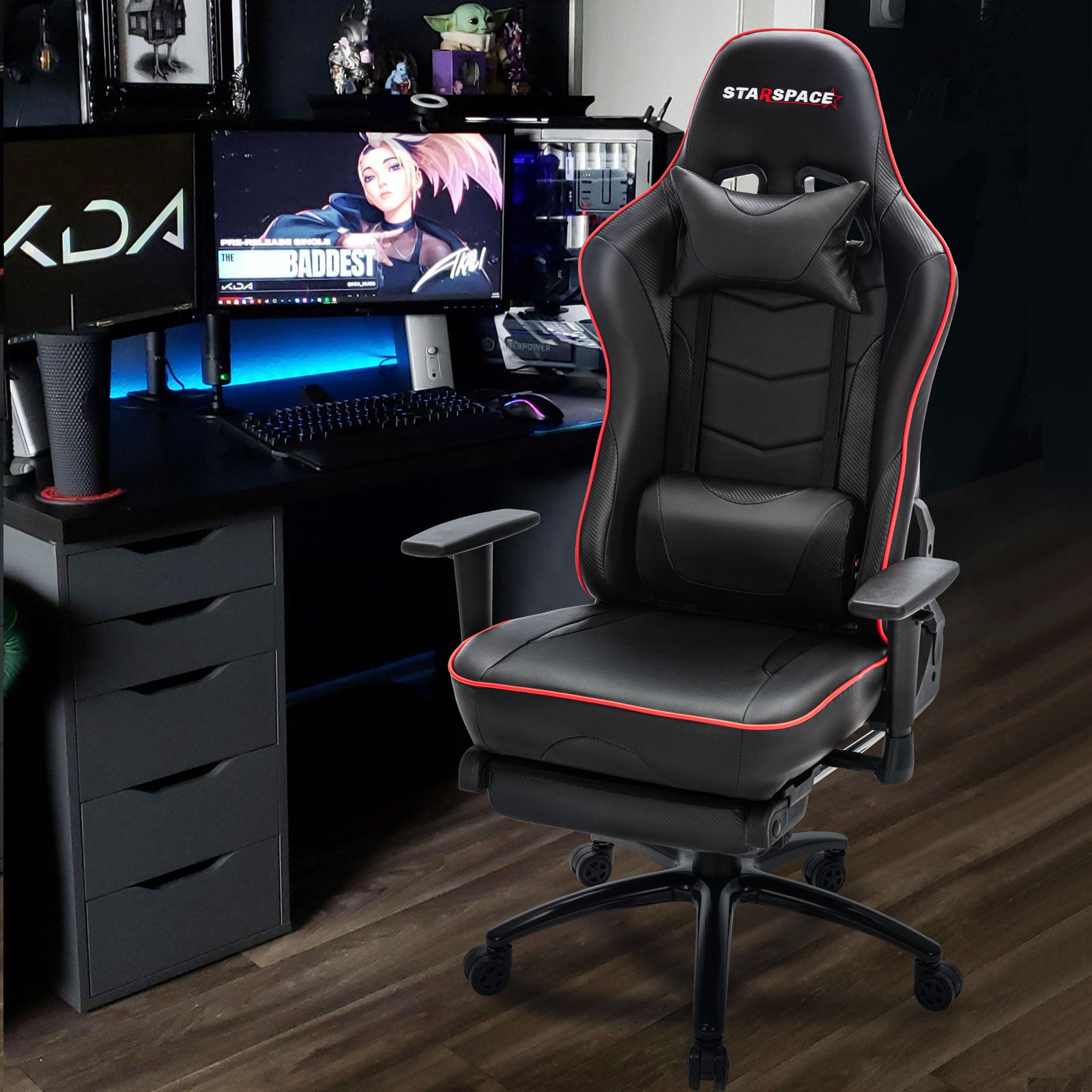 Details about   Ergonomic Gaming Chair Computer Office Swivel Chair Racing Style with Footrest 