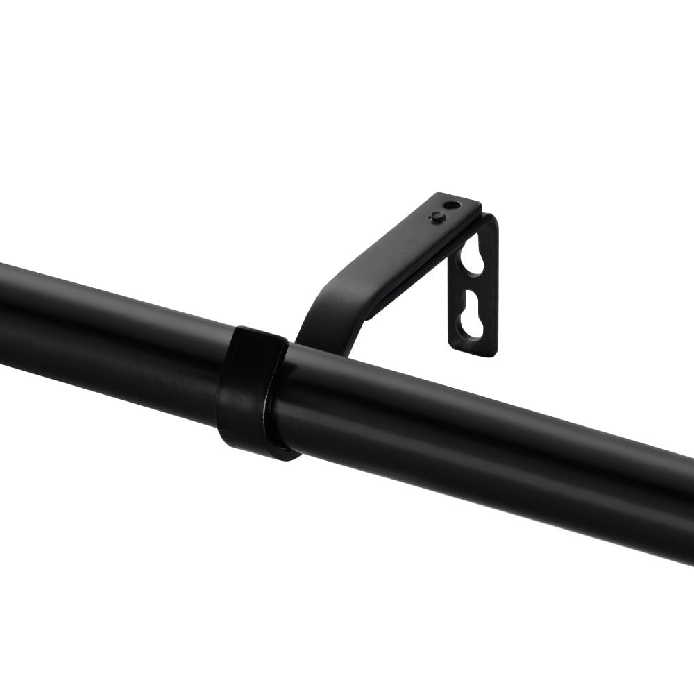 Lumi 3/4" Single Curtain Rod Matte Black- Maple Wood Cylinder finials 66"-120" - Matte Black