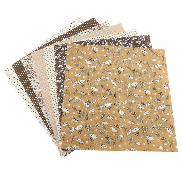 Cotton Fabric Pre Cut Bedding, 7pcs Bedding Cotton Fabric Soft Comfortable Coffee Series For Crafting ANGGREK DIY Assorted Cotton Fabric