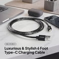 thumbnail image 3 of Powertek USB-A to USB-C Cable, Fast Charging Type-C Charger Cord, Durable Tangle-Resistant Sync Cable, Black Glitter, 6FT, 3 of 7