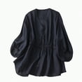 thumbnail image 4 of Towmus V Neck Linen Tshirts for Women Summer Fall 3/4 Sleeve Relaxed Fit Long Basic Tee Shirt Tops, 4 of 6