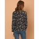 thumbnail image 5 of Blusa Allegra K Floral Vintage Cuello Fruncido con Volantes Manga Larga Mujer Negro XS, 5 of 6