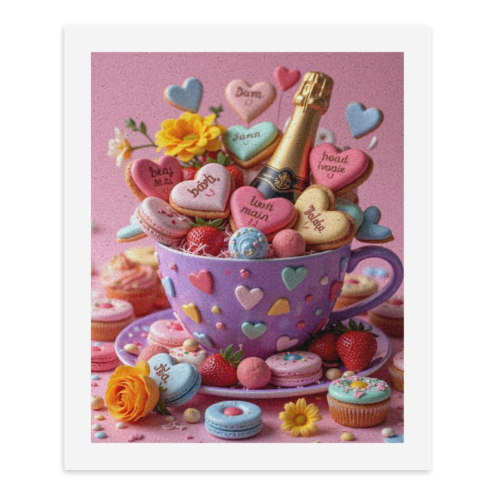 Paint By Numbers Kit for Adults Beginner - DIY Heart Cupcake Celebration Roses Canvas Painting Kits for Adults, Frameless Paint By Number for Adults for Home Wall Decor 16x20 Inch