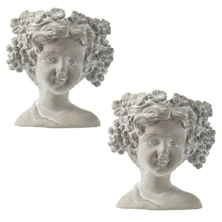 Set Of 2 Bust Wall Planter 8x4x9