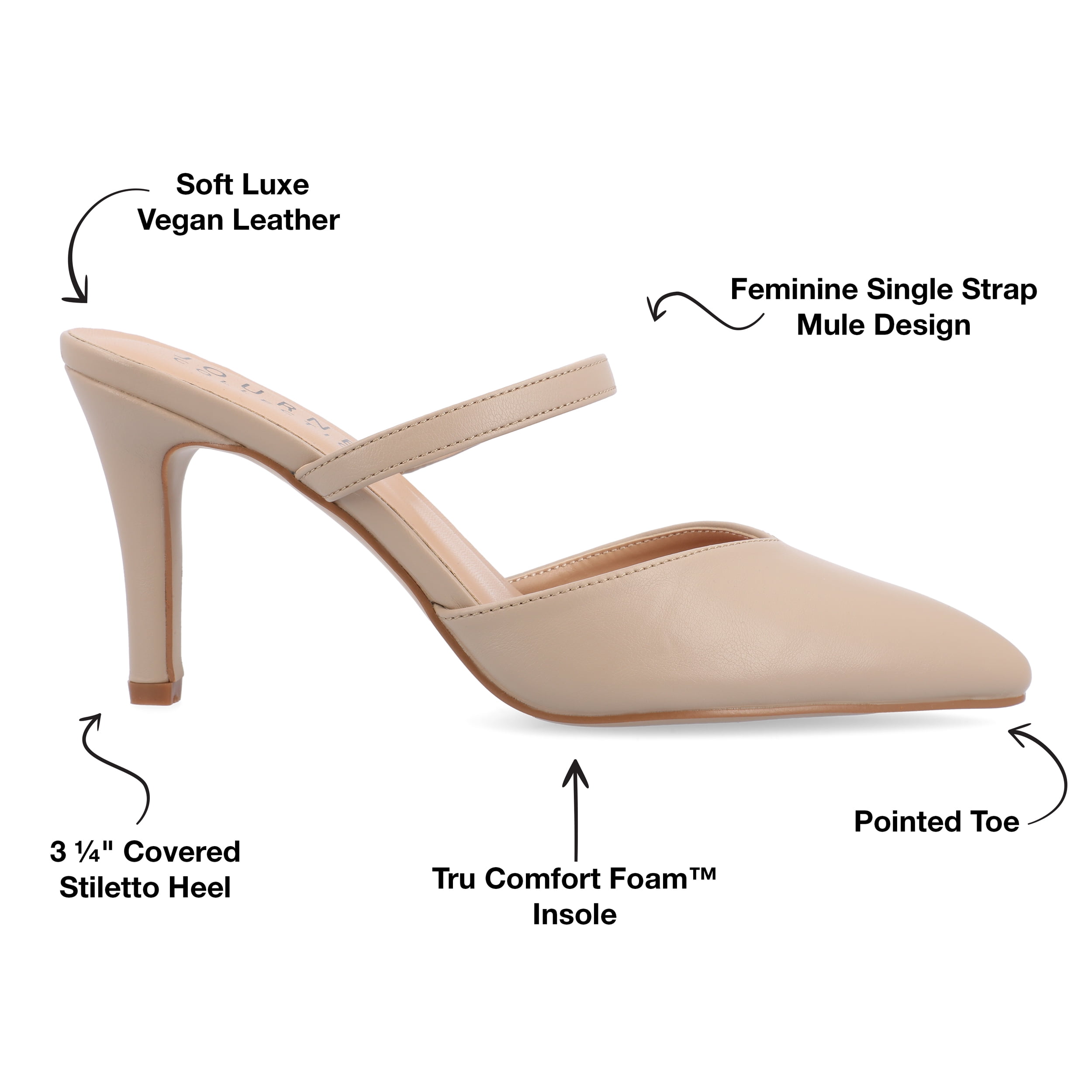 Journee Women's Yvon SuperNatural Shades Wide Width Pointed Toe Mule Pumps