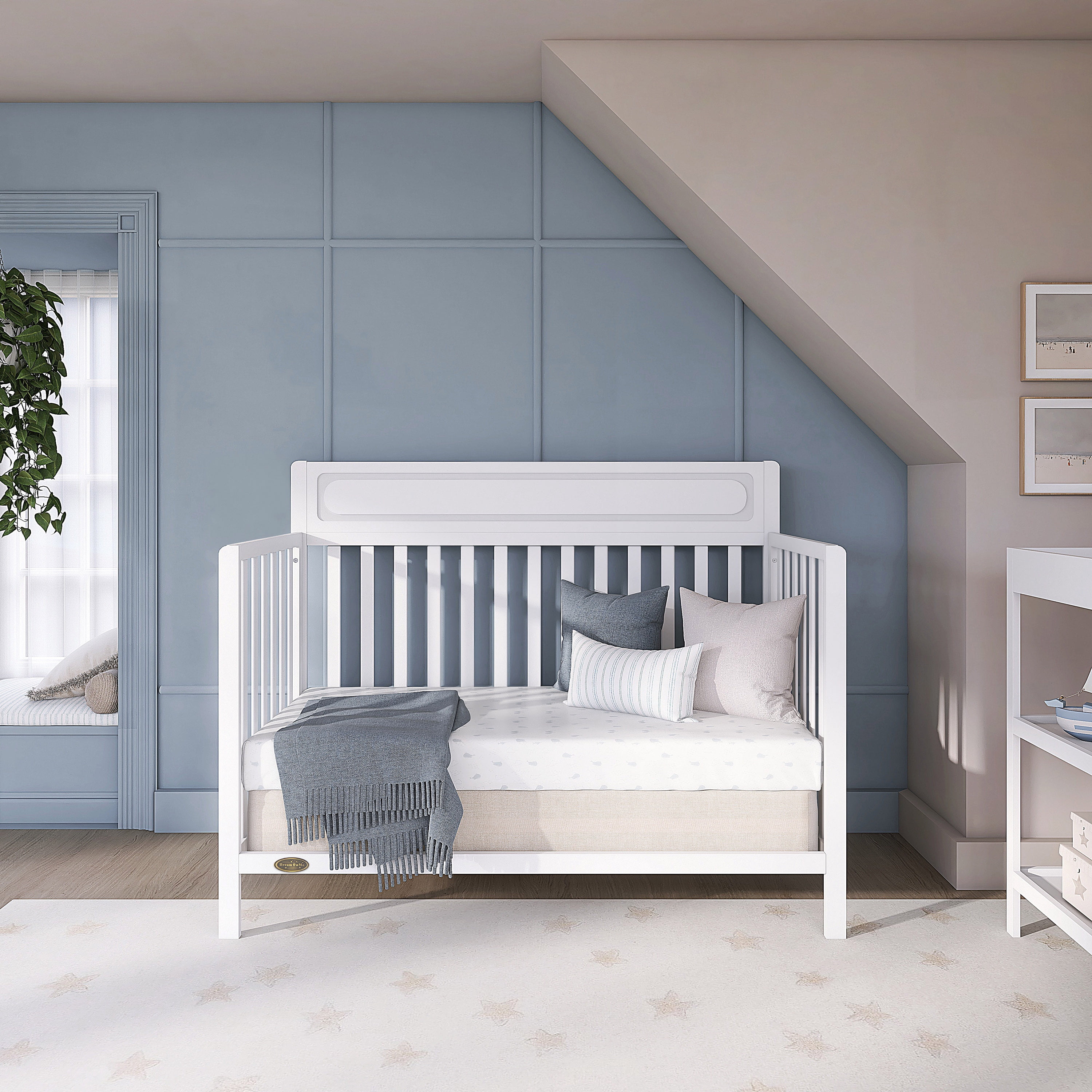 Nursery Bundle, Dream On Me Avery 5 in 1 Convertible in White and Crib & Toddler Mattress Bundle