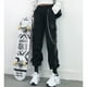 thumbnail image 5 of Pantalones cargo para mujer, pantalones harén, pantalones jogger con bolsillos punk a la moda con cadena, pantalones elásticos Harajuku de cintura alta., 5 of 5