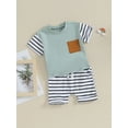 thumbnail image 4 of Musuos Baby Boys Shorts Set, 6 12 18 24M Short Sleeve Crew Neck T-shirt with Striped Shorts Summer Outfit, 4 of 10